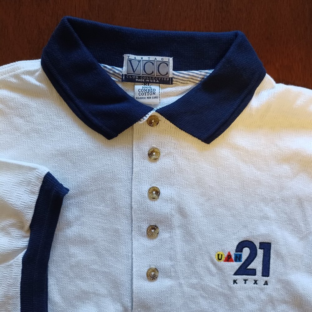 Vantage VCC Club Collection Men‘s Size XL Vintage Polo KTXA Channel 21 logo